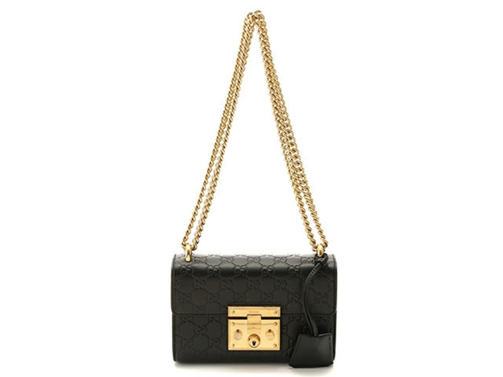 Gucci GG Padlock Shoulder Bag Black Leather